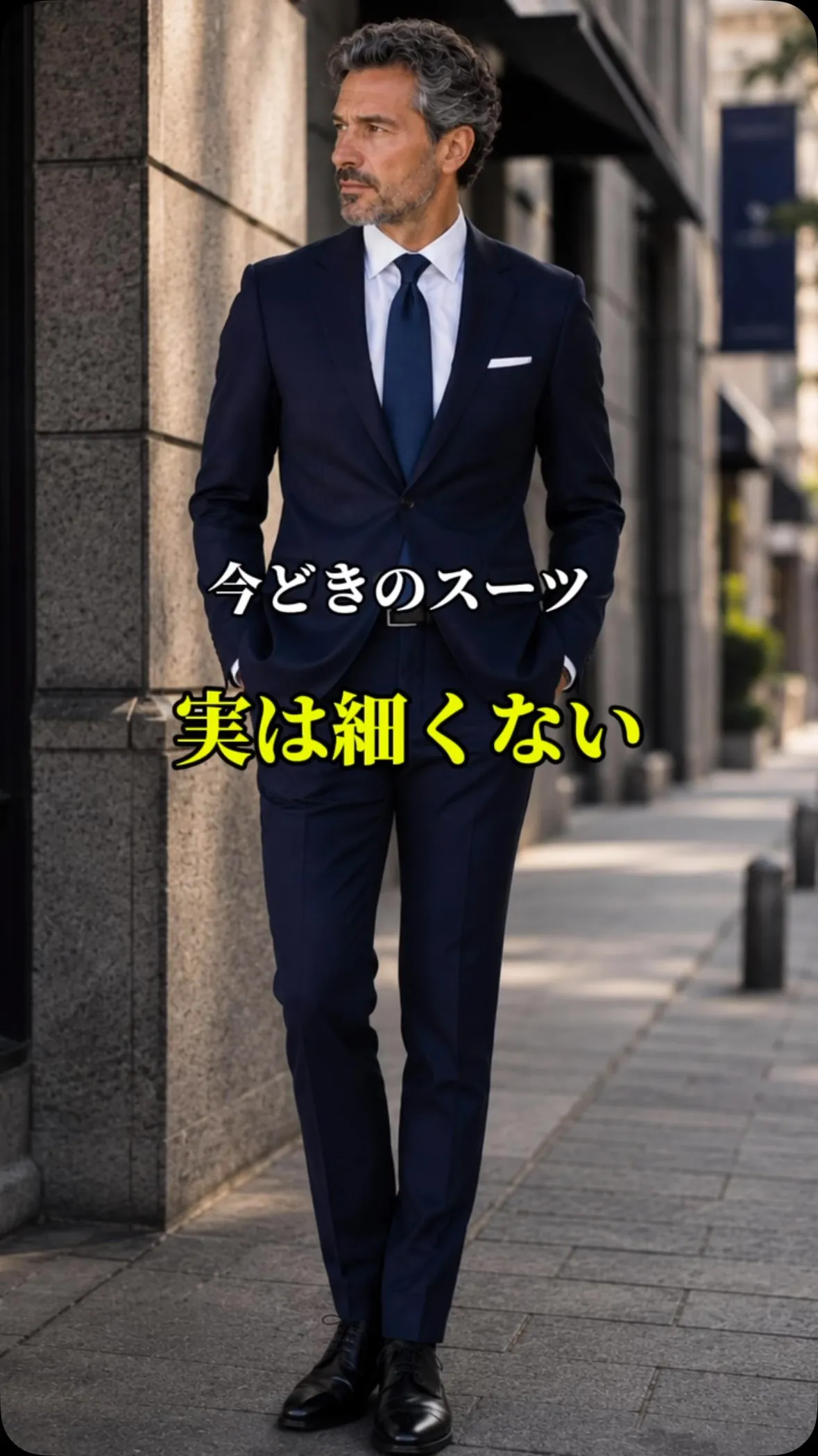 【今どきのスーツ、実は細くない。